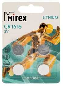 Батарея литиевая Mirex CR1616 3V 4 шт, блистер (23702-CR1616-E4)